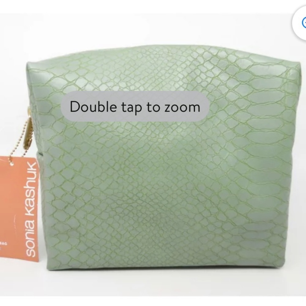 COPY - Sonia Kashuk Loaf Makeup Bag - Sage Faux Snake - 6" (H) x 8.25" (W) x 4.…